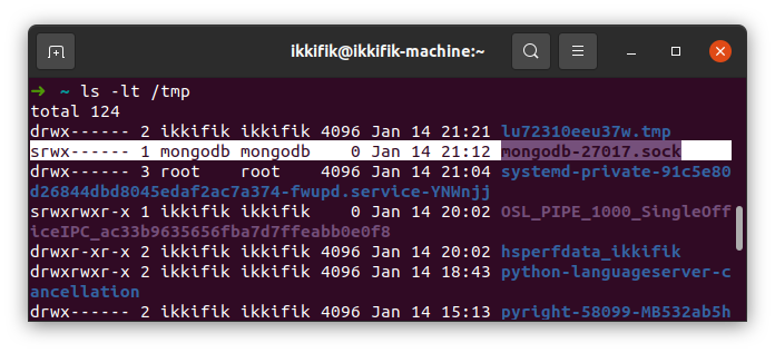 Memperbaiki error kepemilikan file /tmp/mongodb-27017.sock MongoDB