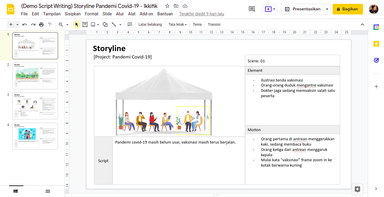 Hasil Jadi Storyline Berdasarkan Script